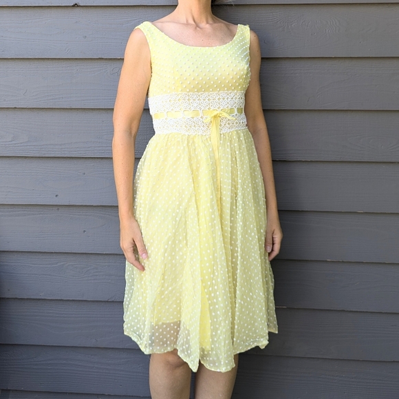 1950's 1960's SWISS DOT DRESS vintage party XS - Picture 5 of 10